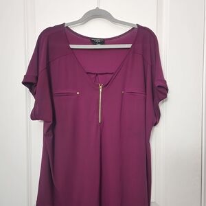 5/$30 Women's Purple Blouse with Gold Zipper
